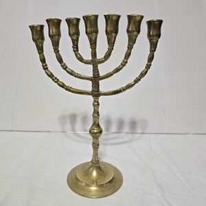 Vintage Solid Brass Menorah 7 Branch  Candle Holder 9" Tall Pitina Euc